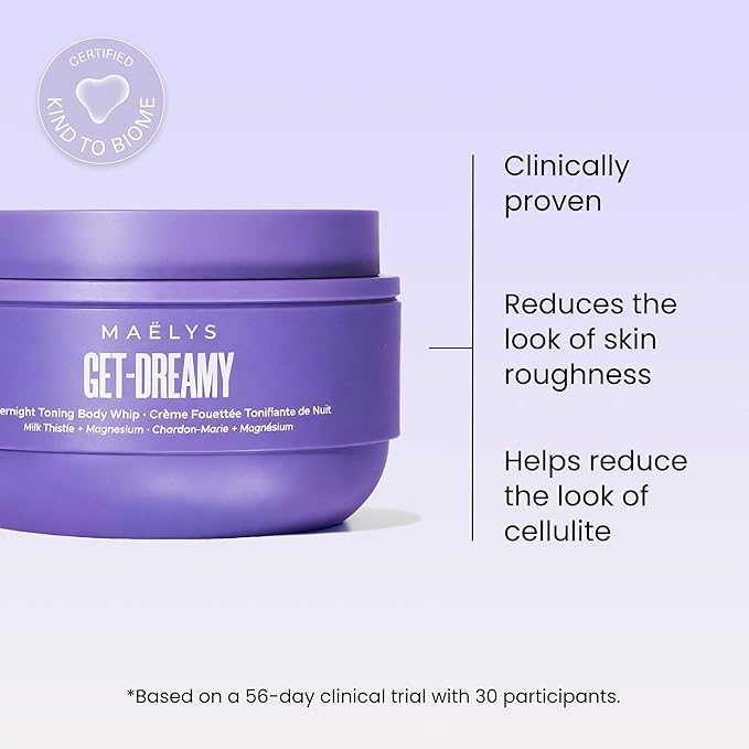 MAËLYS GET-DREAMY Overnight Toning Whip - Cellulite Cream & Skin Tightening Support with Milk Thistle + Uva-Ursi - Moisturizing Body Cream in a Whipped Texture (2 Pack)