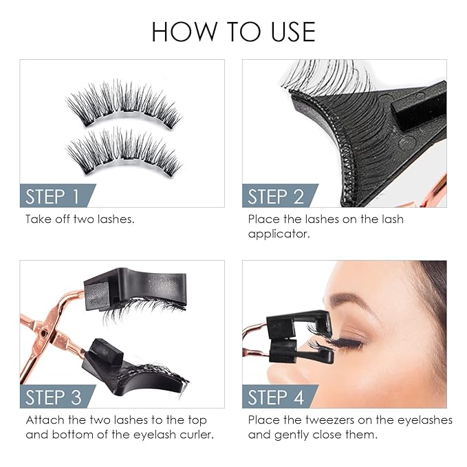 No Glue Magnetic Eyelashes with Applicator, 3D Reusable Magnetic Lashes Natural Look for Office & Daily, Mess-Free Dual Magnetic Eyelash Kit, Lightweight & Windproof