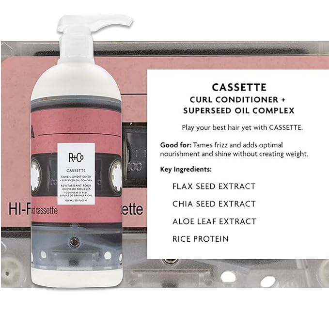 R+Co Cassette Curl Defining Shampoo and Conditioner Liter Set – Lightweight Curl Definition & Frizz Control for Natural, Bouncy Curls – Adds Shine & Moisture – Sulfate-Free & Vegan – 33.8oz(Pack of 2)
