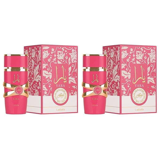 Lattafa Yara Candy for Women Eau de Parfum Spray, 3.4 Ounce (PACK OF 2)