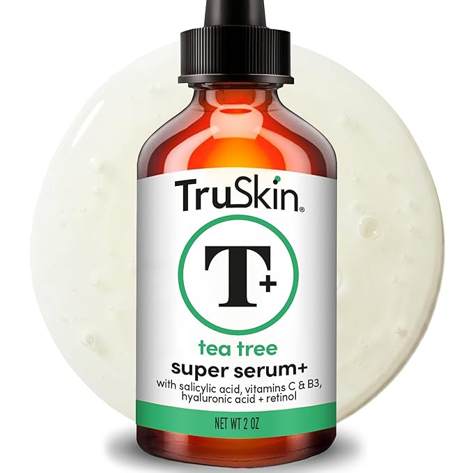 TruSkin Tea Tree Oil Acne Treatment Serum for Face - Salicylic Acid, Niacinamide, Vitamin C & Retinol - Clarifying Super Facial Serum for Acne-Prone Skin & Pores, 2 Oz