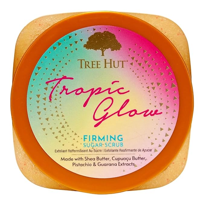 Tree Hut Tropic Glow Body Scrub, Exfoliating & Hydrating Sugar Scrub with Shea Butter & Essential Oils, Smooth Skin, Body Exfoliator For All Skin Types, Self Care Gifts for Women, Vegan, 18 Oz