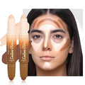 2Pcs Contour Highlighter Stick，2-in-1 Dual-Ended Cream Bronzer & Highlighter Sticks Pen for Face Body Contouring Makeup- Buildable，Waterproof, Easy to Apply Suitable for Beginners(02+02)
