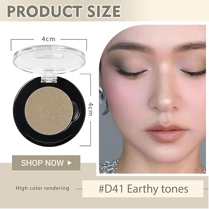 Refillable Eyeshadow Palette - Matte/Glitter/Duo-Chrome Pressed Powder & Cream Formula, Neutral/Shimmer/Smokey Multichrome, Travel-Friendly Iron Pan Refills (ShImmer, D41)