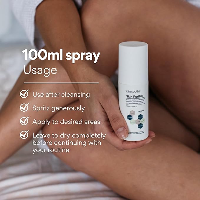 Clinisoothe+ Skin Purifier – Daily Cleanser and Acne Treatment for Face & Body, with Hypochlorous Technology to Prevent Breakouts & Promote Rapid Recovery, For All Skin Types (3.4oz Spray Bottle)