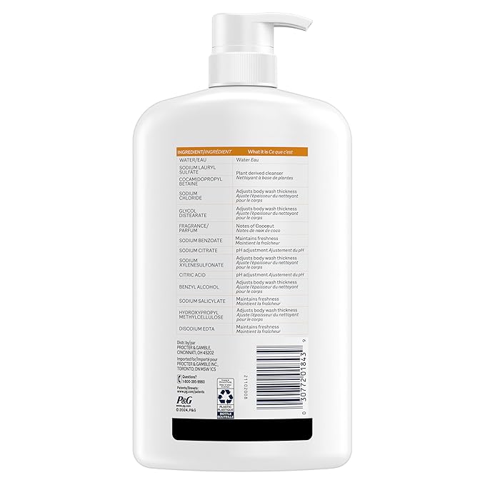 Ivory Body Wash, Designed for the Whole Family, Gentle Formula, Free of Dyes Heavy Perfumes Parabens Phthalates & Silicones, for Sensitive Skin, Designed for Skin's pH, Honey Scent, 35 oz