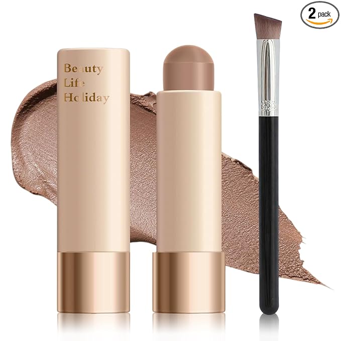 Cool Toned Contour Stick Makeup,Blendable and Smooth Cream Contour Stick,Lightweight Face Shaping Cream Bronzer Stick for contorno maquillaje - 01 Gray Brown