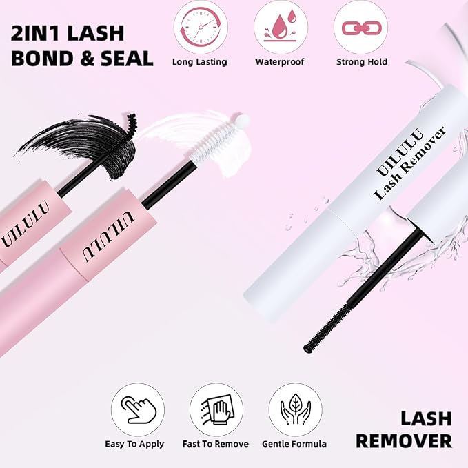 Uilulu Lash Cluster Kit 10-18mm Wispy Lash Clusters C Curl Eyelash Clusters, DIY Lash Extension Kit with Lash Bond & Seal, Lash Glue Remover, Lash Tweezers(U12 Lash Kit)