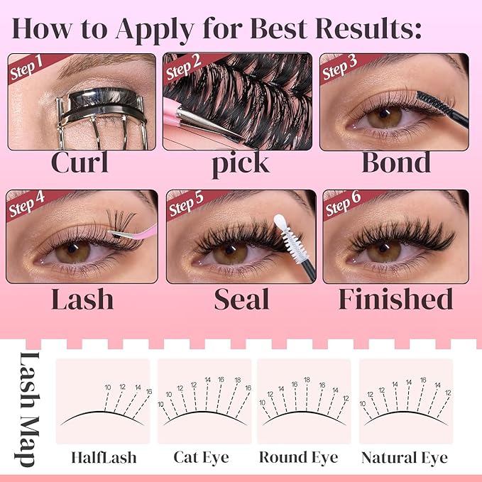 YIDUO Lash Clusters Kit 40D+60D+80D+100D Volume Lashes Extensions Kit 10-16mm Wispy Individuals Fake Eyelash, 308Pcs All-in-1 Pack with Bond and Seal|Tweezers |Removers |Eyelash & Eyebrow Brush