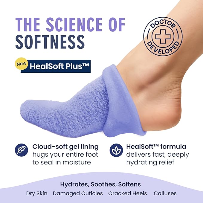 Dr. Frederick’s Original Moisturizing Gel Socks for Men & Women – Dry Feet & Cracked Heel Treatment – Full Foot Gel Lining with Mango Butter, Shea Butter, Jojoba & Coconut Oil (Purple Paradise)