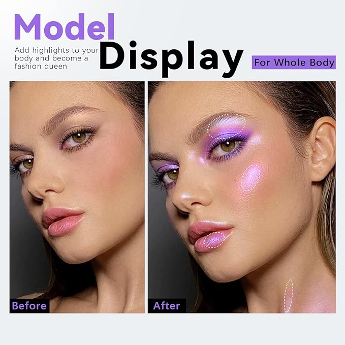 HOSAILY Duochrome Purple Blue Glitter Eyeshadow Stick, Holographic Color Shift Shimmer Chameleon Eye Shadow Brightener Pencil, Silky Smooth Iridescent Sparkle Inner Corner Eye Highlighter Fairy Makeup