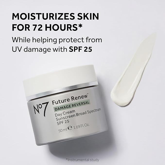 No7 Future Renew Damage Reversal Skincare Set - Anti Aging Face Serum (.33 Fl Oz), Day Cream with SPF 25 (1.69 Fl Oz) & Night Cream (1.69 Fl Oz) - Reverses Visible Signs of Sun Damage - 3-Piece Set | Damage Reversal, Day Cream, SPF 25, Night Cream