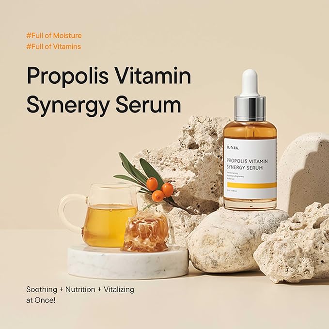 IUNIK Propolis Vitamin Synergy Serum – Propolis & Vitamin Tree Extract, Glow Boosting & Nourishing Serum for Dry, Dull & Sensitive Skin, Korean Skincare, 50ml / 1.69 fl oz