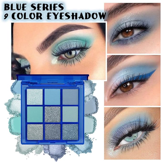 CAKAILA Sapphire Blue Smoky Eye Shadow Palette,Navy Royal Blue Green Goth Natural Eyeshadow Palette,Waterproof,Long Lasting Naturing-Looking