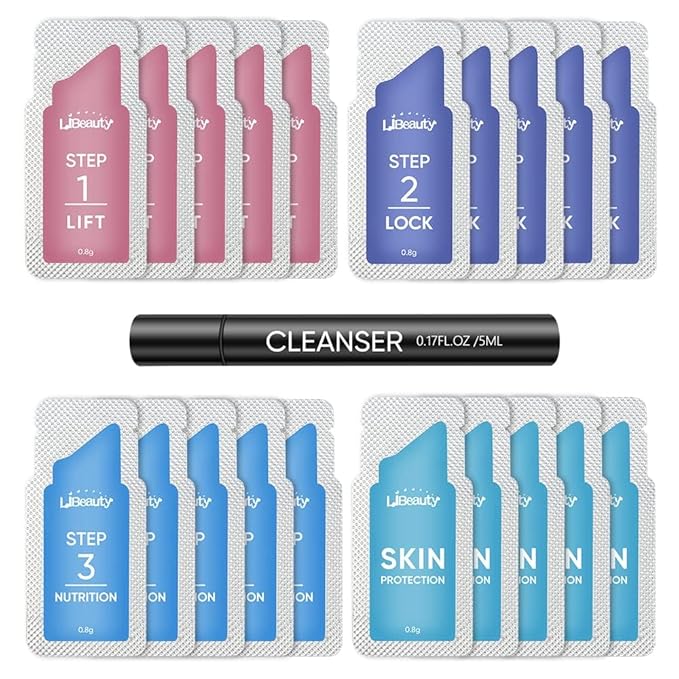 Libeauty Brow Lamination Kit Lash Lift Kit Lasting 8 Weeks Sachet Disposable Upgraded Version Curling Perming Wave Lotion & Liquid Set Home Perm Kit (20pcs-lash/brow lift kit)
