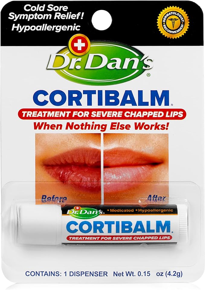 Dr. Dan's Cortibalm-1 pack- for Dry Cracked Lips - Healing Lip Balm for Severely Chapped Lips - Designed for Men, Women and Children