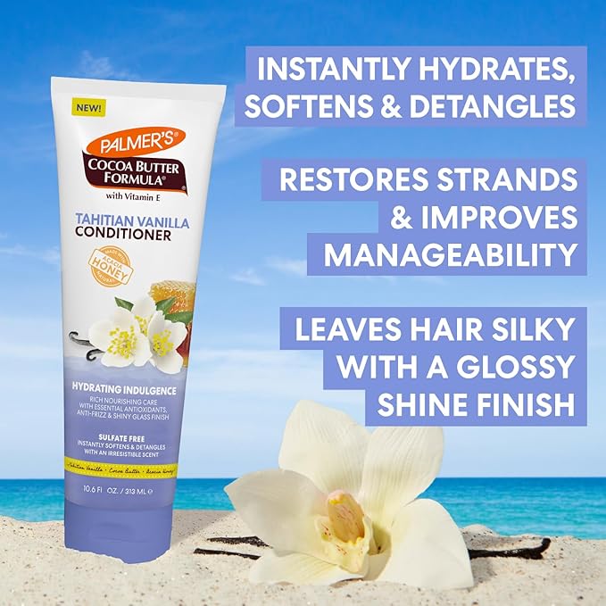 Palmer's Cocoa Butter Formula, Tahitian Vanilla Hair Conditioner, (10.6 Fl Oz), Hydrating & Moisturizing Detangler with Vitamin E & Acacia Honey for Shine, Smoothness & Frizz Control, All Hair Types
