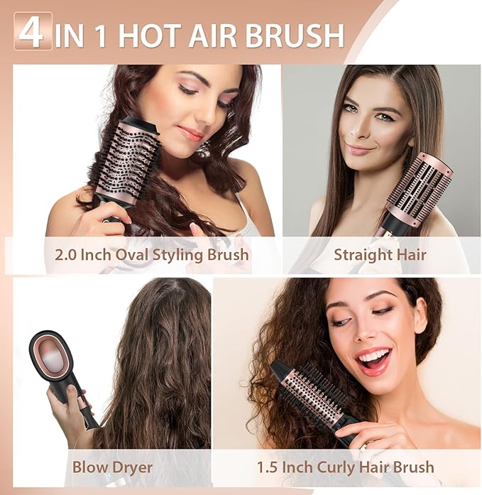 Natrial Hair Dryer Brush Blow Dryer Brush in One Hot Air Paddle Brush for Drying and Straightening, Volumizer Multi-Styler Smooth Curls for All Hair Types, Frizz-Free Blowout Brush for Salon Quality