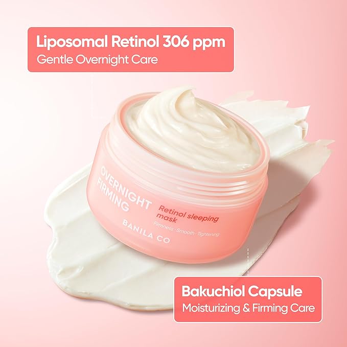 BANILA CO Overnight Firming Retinol Sleeping Mask | Liposome Retinol & Bakuchiol Capsule | Vegan Sleeping Mask for Smooth, Resilient Skin | Korean Facial Skincare Non-Comodogenic (100ml / 3.38 fl oz)