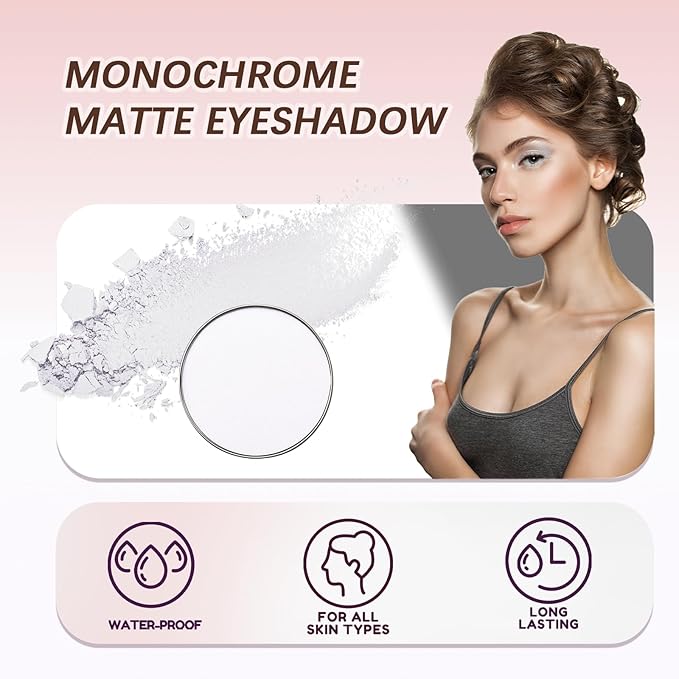 Refillable Eyeshadow Palette - Matte/Glitter/Duo-Chrome Pressed Powder & Cream Formula, Neutral/Shimmer/Smokey Multichrome, Travel-Friendly Iron Pan Refills (Matte, D45)