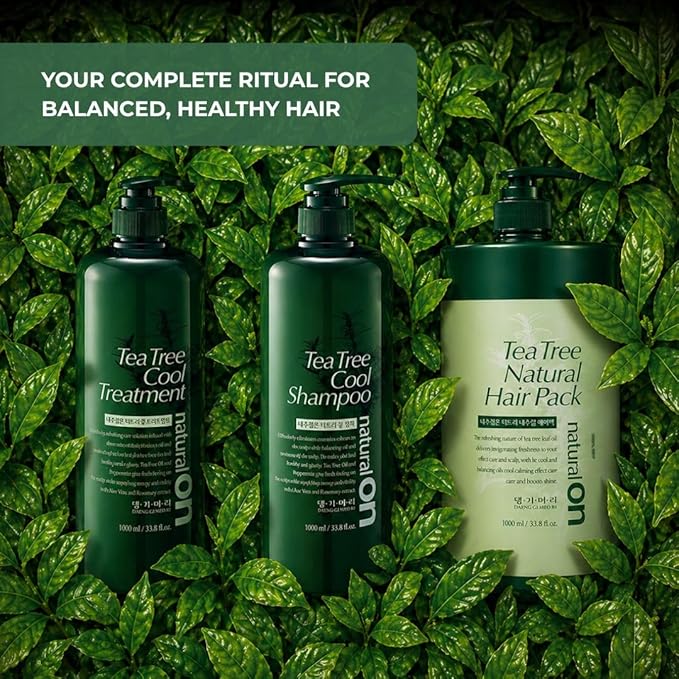 Daeng Gi Meo Ri Tea Tree Cool Shampoo | Cooling Scalp Care with Tea Tree & Aloe Vera | Refreshes Oily Hair, Hydrates Dry Hair, Gentle Cleansing | 1000ml