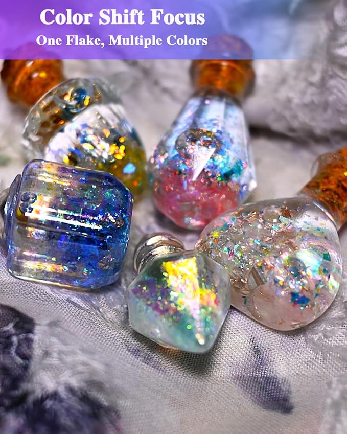 Chameleon Flakes for Epoxy Resin, Intense Color-Shift Pigment for Resin Casting, Molds & Tumblers, Chrome Effect Powder for DIY Art, Crafts, Paint & Soap Making