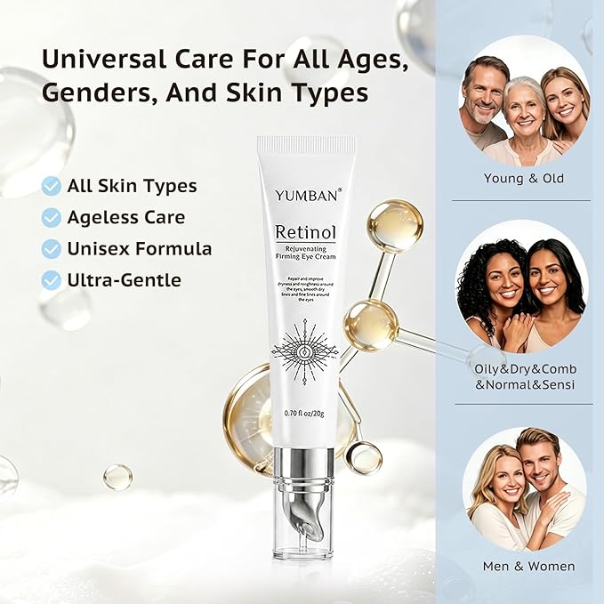 Retinol Eye Cream with Caffeine for Dark Circles and Puffiness, Anti-Aging Under Eye Cream for Wrinkles & Fine Lines, Fast-Absorbing Firming Eye Serum for Sensitive Skin, 0.7 Fl Oz