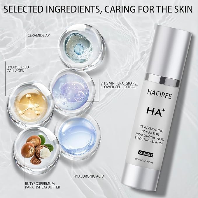 HA Rejuvenating Hydrator Hyaluronic Acid Serum for Face, Deep Hydrating Serum Made with Niacinamide and Ceramides