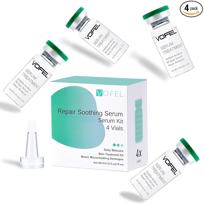 Centella Asiatica Serum for Face with Hyaluronic Acid Repair and Centella Serum for Face Moisturizer 0.35 oz 4 Vials (4pc repair kit)