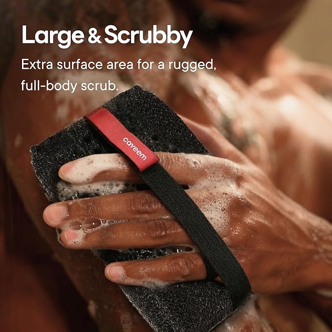 Caveem Exfoliating Body Scrubber, Rough Body Exfoliator for Effective Exfoliating, Dead Skin Remover, Body Exfoliating Sponge, Bath and Body Buffer, Bath Sponge for Shower - 2 Pack (Dark Grey)