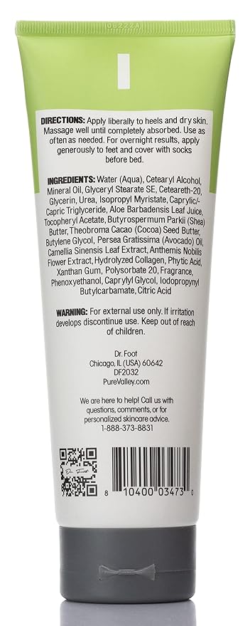 Dr Foot Cracked Heel Butter Moisturizer Foot Cream Skincare Lotion. Moisturizing Skin Care Balm For Dry Cracked Feet Rapidly Softens Tough Heels & Exfoliates Rough Calluses, Non-Greasy, Large 8 Fl Oz