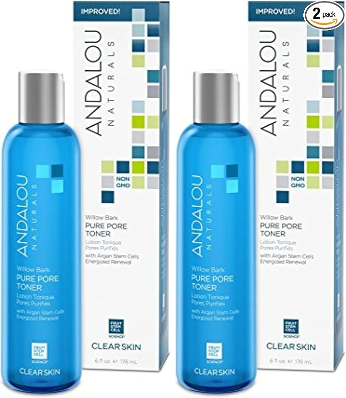 Andalou Naturals Toner Ounces, Willow Bark Pure Pore, 6 Fl Oz (Pack of 2)