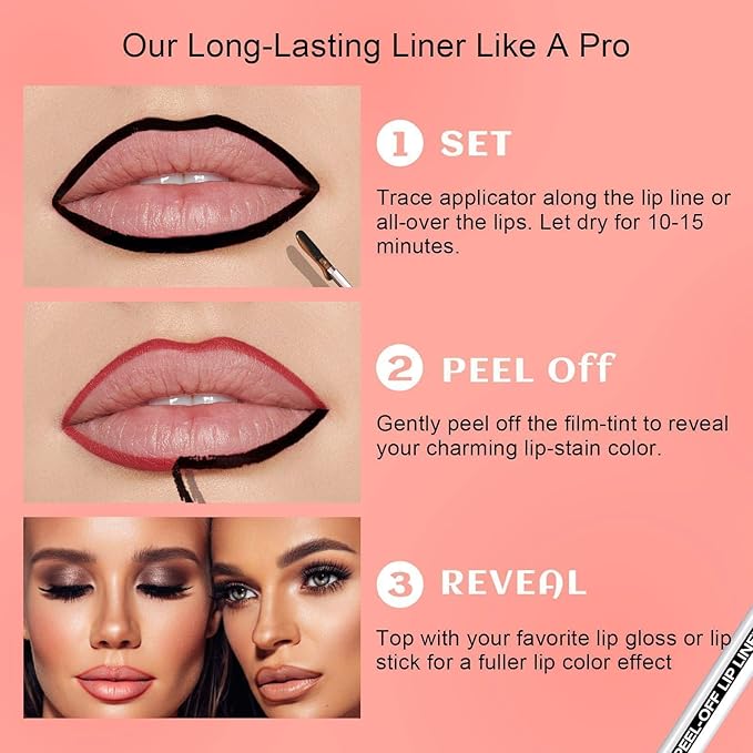 Lip Stain - Lip Liner Stain, Long Lasting Peel Off Lip Stain, Natural Matte Peel Off Lip Liner Stain, Waterproof, Transfer-proof, Easy to Use, Long Wear Lip Tattoo, Warm Gifts for Women (Mauve)