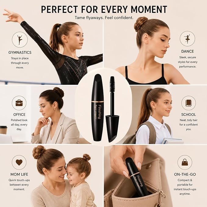 BestLand 2 Pcs Hair Finishing Stick, Hair Mascara Flyaway Hair Tamer Stick, Refreshing Not Greasy Feel Shaping Gel, Wax Fixer for Bangs, Edges, Frizz and Baby Hairs Control, Slick Back Hair Product