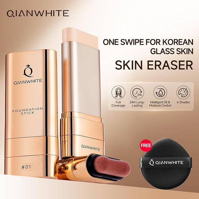Korean Foundation Stick for Mature Skin, Waterproof Natural Nude Full Coverage Foundation Makeup Concealer, Double Head Foundations Make Up Sticks with Brush for All Skin (#03 LIGHT SAND)