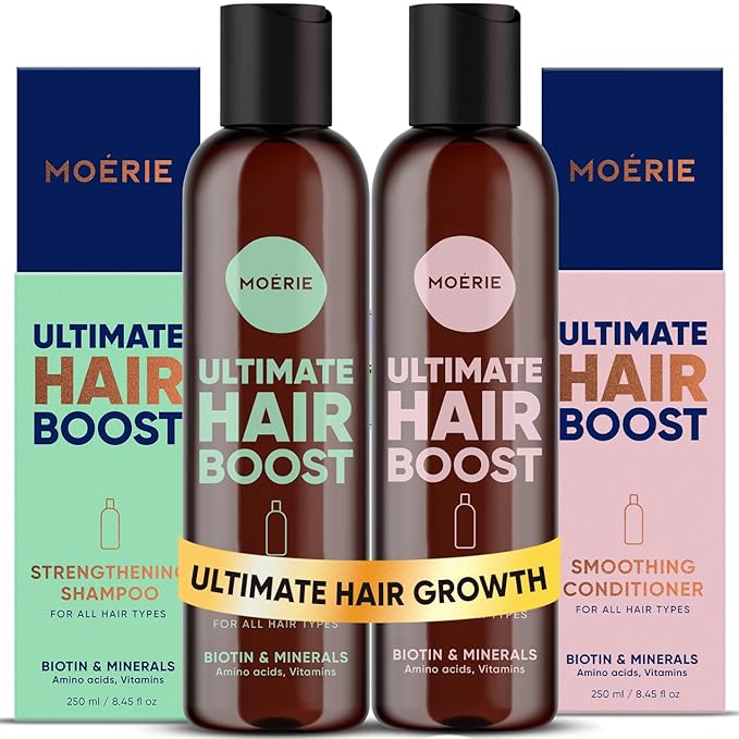 Moerie Hair Growth Shampoo and Conditioner for Women and Men, Hair Loss Solution with Biotin and Rosemary, Thickening Shampoo and Conditioner for Thinning Hair – Promotes Regrowth