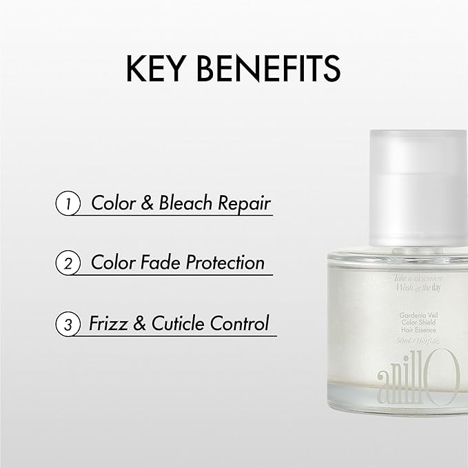 ANILLO Gardenia Veil Color Shield Hair Essence – Lightweight Leave-In Treatment for Color-Treated Hair – Shine Boost, Damage Repair, Color Fixing System, Floral Scent – (50ml / 1.69 fl. Oz)