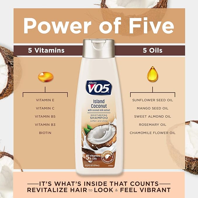 VO5 Moisturizing Shampoo - 12.5 Fl Oz - Island Coconut Leaves Hair Looking Vibrant and Beautiful