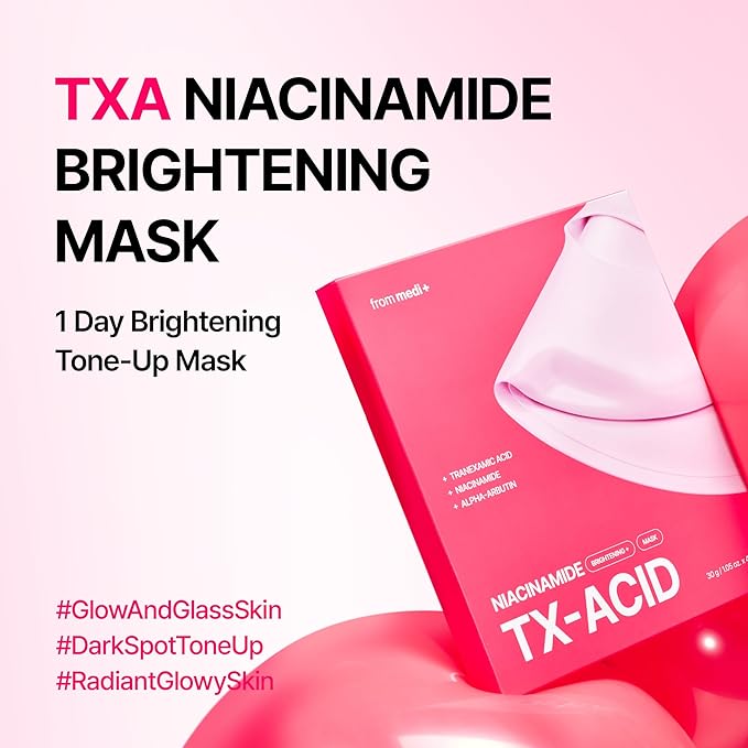 TXA Niacinamide Brightening mask, Overnight Care for Glass Skin, Dark Spot Care, Tranexamic Acid + Niacinamide + Alpha-Arbutin 30,000ppm, Korean Skincare, Gifts for Women, 4ea