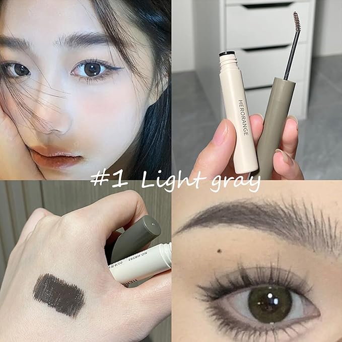 2 Pcs Tinted Eyebrow Cream, Ultra-Fine Brush Tinted Brow Gel, Waterproof Smudgeproof Eyebrow Mascara, Long Wear, Natural Brow Makeup without Clumping（Dark Brown + Cold Grey）
