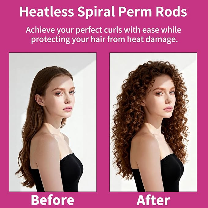 VinBee 112 Pcs Spiral Curlers for Natural Hair,Spiral Perm Rods for Long Hair,Short & Long Heatless Curlers,Barber Hairdressing Rollers and Plastic Salon Kit–Women's and Young Ladies'