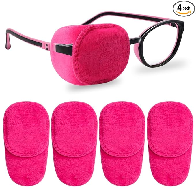 4 Pack Eye Patches for Kids Girls Boys, Right & Left Eye Patch for Glasses, Lazy Eye Patch for Children Treating Lazy Eye Amblyopia Strabismus and After Surgery (Pink)