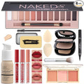 All in One Makeup Kit Full 12 Colors Naked Eyeshadow,2 Color Compact Powder,Liquid Foundation,Lipsticks, Blush,Eyebrow Soap,Winged Eyeliner Stamp,Makeup Gift Set for Women, Teens & Girls(Naked)