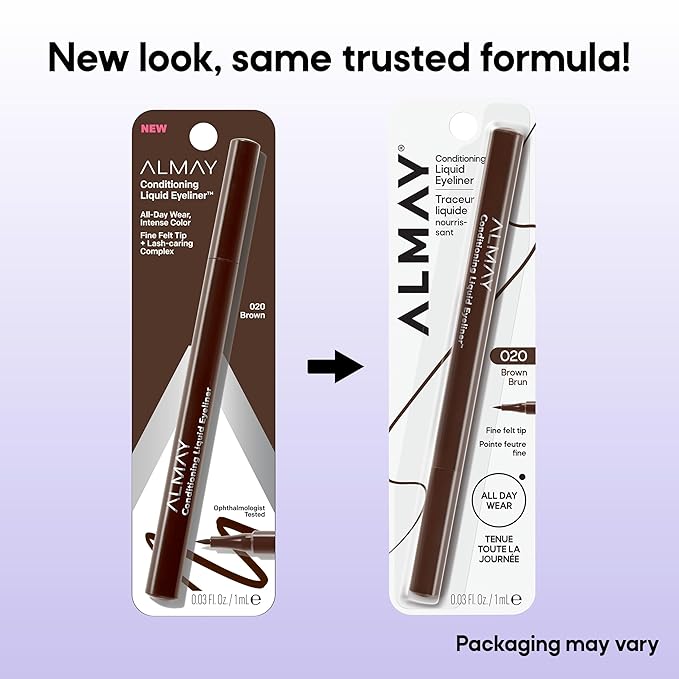 Almay Conditioning Liquid Eyeliner, Longwearing, Waterproof, Hydrating (Packaging May Vary), 20 Brown, 0.03 fl oz