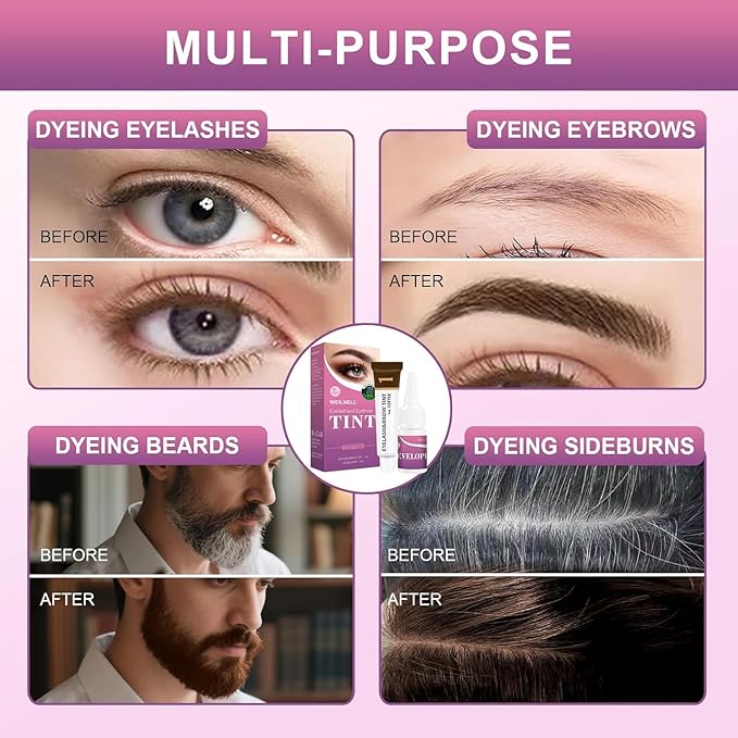 Eyelash & Eyebrow Color Kit, Professional Instant Lash & Brow Color Kit with Natural Results, Easy to Use, Eye Brow & Eye Lash Coloring Set DIY Hair Coloring for Salon Home Use 7ml (Coffee)