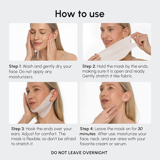 MAREE V Line Lifting Mask with Hyaluronic Acid – Deep Collagen Face Mask for Women – Jawline Shaper Facial Masks with Retinol – Tightening & Firming Neck Lift Tape – Double Chin Strap for Face Lift