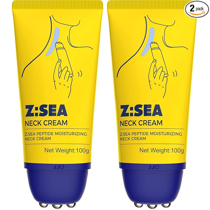 Z:SEA Neck Firming Cream with Roller, Tightening and Lifting Neck & Chest Cream for Crepey Skin, Anti Aging Wrinkle Moisturizer, 3.52 Oz (2 Pack)