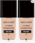 Wet n Wild Photo Focus Matte Liquid Foundation Rose Ivory, Vegan & Cruelty-Free (Pack of 2)