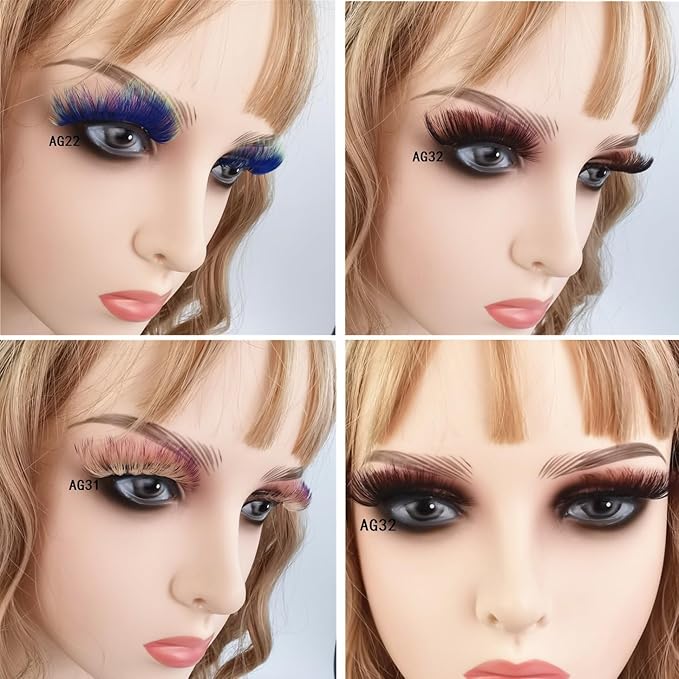 Sunniess Ombre Colored Lashes Silk Protein Fluffy Wispy Volume Fake Lashes for Halloweens Cosplay Party Stage Russian D Curl Lashes with Color Make up Faux Mink False Eyelashes 5 Pairs