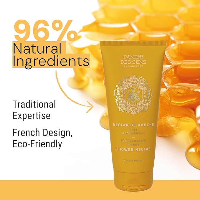 Panier des Sens - Honey Moisturizing Body Wash for Women & Men - Gentle Shower Gel - 96% Natural - Normal, Sensitive Skin - Body Care Made in France, SLS Free, Vegan - 6.8 floz
